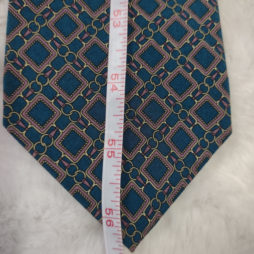 Vintage Christian Dior Monsieur Men's Blue Pattern Silk Tie - Picture 7 of 7